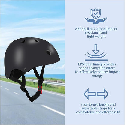 Color Gradient Adjustable Kids' Helmet with Knee & Elbow Pads Set | Multi-Sport Safety Gear for Boys & Girls Ages 5-14 | Skateboarding, Scooters, Roller & Inline Skating, Longboarding
