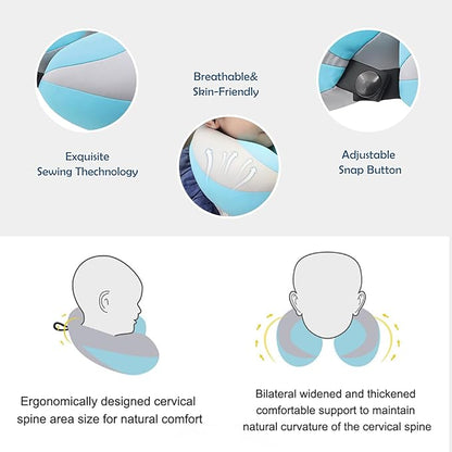 MOOB Kids Pillow Neck Pillow for Car & Airplane, Traveling Gifts for Toddler & Children U-Shape Car Seat Head Travel Neck Pillow Blue Purple