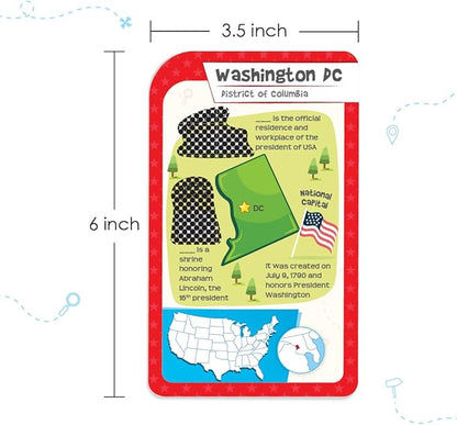 Imagimake Mapology USA Flash Cards | Learn United States Along with Flags and State Shapes | Ages 8-12 | Foam Jigsaw Puzzle, Fun Facts, Educational Toy for Kids | Gift for Christmas and Birthdays