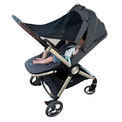 Stroller Sun Shade - Universal UV Protection Cover for Strollers Sunshade with See Through, Clip-On Sun Blocker, Sun Shield for Baby, Breathable Adjustable Fit, Full Coverage, Medium