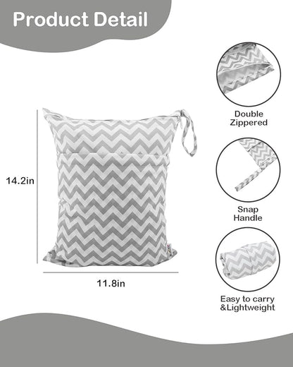 ALVABABY 2pcs Cloth Diaper Wet Dry Bags Waterproof Reusable with Two Zippered Pockets Travel Beach Pool Daycare Soiled Baby Items Yoga Gym Bag for Swimsuits or Wet Clothes L2933