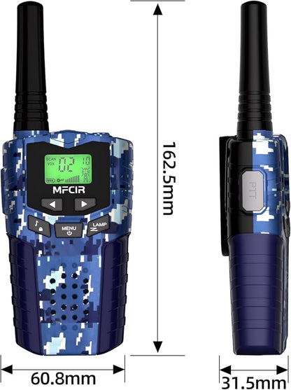 Rechargeable Kids Camouflage Walkie Talkies 3 Pack Long Range, 48H Work 7D Standby, LED Flashlight,Outdoor Camping Games Toys Gifts for 3-12 Year Old,Ideal Birthday for Boys & Girls