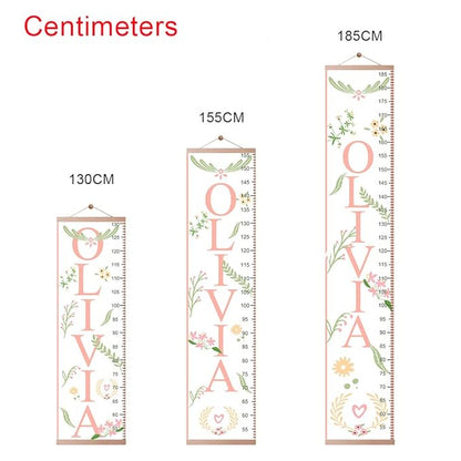 Personalized Kids Height Chart - Canvas Growth Ruler for Boys and Girls - Custom Name Banner with Removable Nursery Wall Decor - Gift for Kid’s Room Decoration