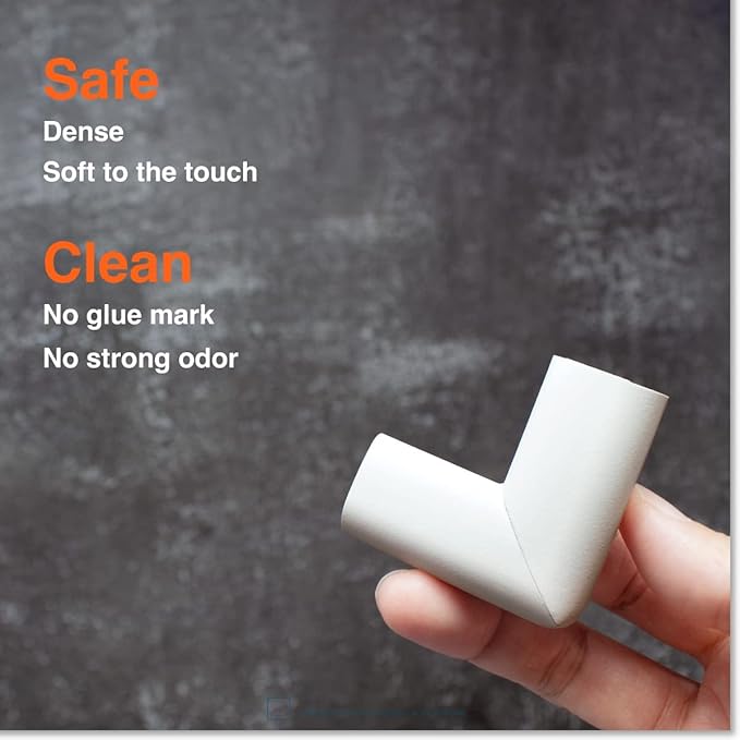 Roving Cove Slim-Fit Corner Edge Protector for Baby Proofing (Small 15ft Edge 4 Corners), Furniture Safety Bumper Guard, Soft NBR Rubber Foam, 3M Adhesive, Oyster White (Off White)