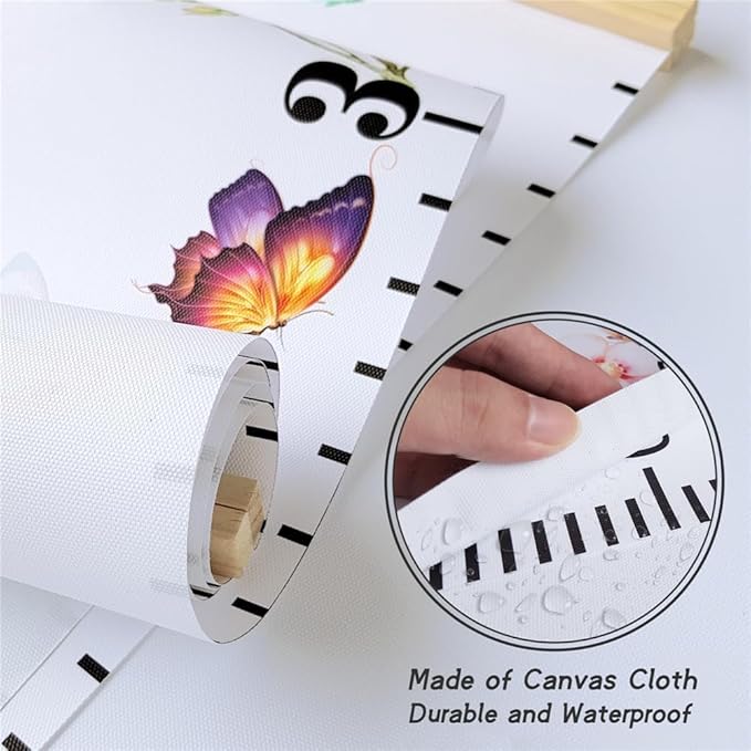Baby Height Growth Chart - Canvas Height Chart for Kids Baby Child Toddler Boys Girls Growth Chart for Wall Room Nursery Decor Hangable and Removable Measuring Wall Ruler (Witch, Beige Wood)