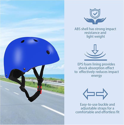 Color Gradient Adjustable Kids' Helmet with Knee & Elbow Pads Set | Multi-Sport Safety Gear for Boys & Girls Ages 5-14 | Skateboarding, Scooters, Roller & Inline Skating, Longboarding