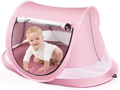Baby Beach Tent,Large Pop Up Beach Tent Sun Shade for Beach,Portable Baby Travel Tent with Mosquito Net,Indoor Baby Play Tent,UPF 50+ UV Protection Sun Shelters for Infants