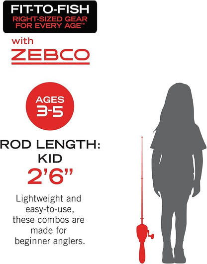 Zebco Youth 29-Inch Floating Spincast Reel and Fishing Rod Combo, Size 20 Reel, Pre-Spooled with 6-Pound Cajun Line
