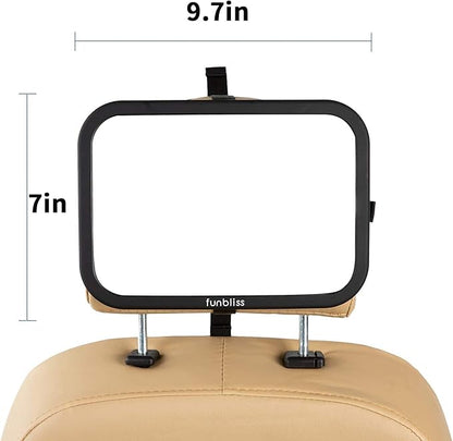 Funbliss Baby Car Mirror + 2-Pack Car Window Shades Bundle -100% Shatterproof, Wide Angle Convex