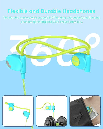 Kid Headphones for School, Air Conduction Open Ear Headphones, 3.5mm Jack Wired Cord, Ultra-Comfort, Ergonomic and Lightweight Design Perfect for School and Outdoor Activities-Orange,Purple,