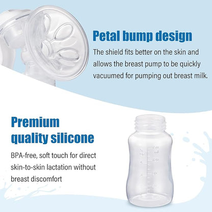 Elfzone Manual Breast Pump - Adjustable Suction Silicone Hand Pump Breastfeeding, Small Portable Manual Breast Milk Catcher Baby Feeding Pumps & Accessories, White, Mother’s Day Gifts