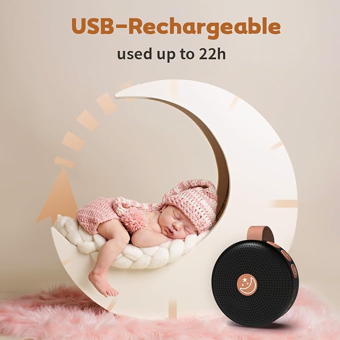Sound Machine Mini Portable Baby White Noise Machine with 30 Soothing Sounds for Kids Adults Auto-Off Timer 32 Volume Levels Rechargeable Brown Noise Sleep Machine for Home Office Privacy and Travel