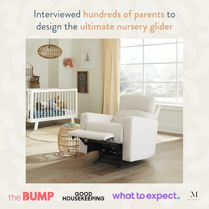 Nurture& The Glider Premium Power Recliner Nursery Glider Chair with Adjustable Head Support | Designed with a Thoughtful Combination of Function and Comfort | Built-in USB Charger (Ivory)