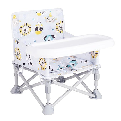 Portable Booster Seat, Toddler Baby Seat with Tray for Dining Table Compact Floor Chair for Camping Lawn Beach Babies Travel 6-36 Months