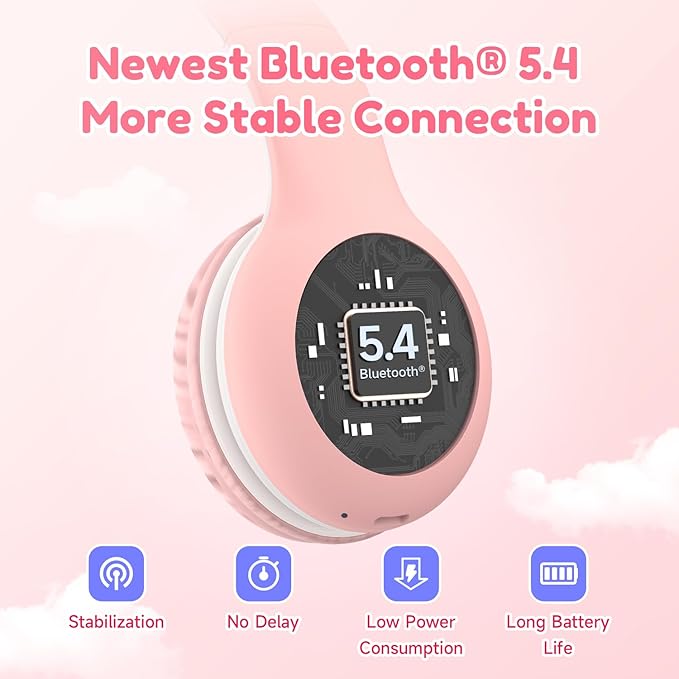 EarFun 2Packs Kids Bluetooth Headphones, K2 Kid Headphone with Volume Limited, 40H Playtime, Built-in Mic, Stereo Sound, Foldable Over-Ear Headphones for Kids/School/Travel
