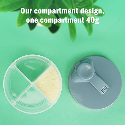 Accmor Baby Formula Dispenser On The Go, Non-Spill Rotating Four-Compartment Formula Container to Go, Milk Powder Kids Snack Container for Infant Toddler Travel Outdoor, Blue, 2 Pack