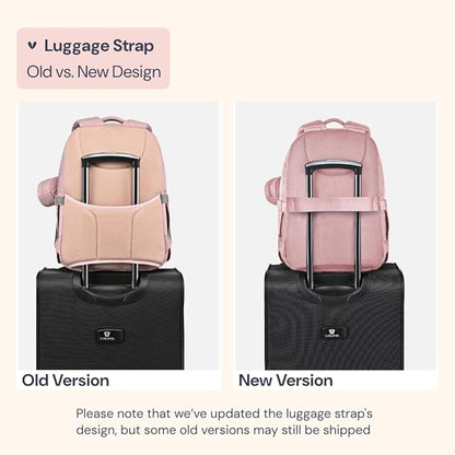 BabbleRoo Diaper Bag Backpack, Travel Backpack with Changing Pad, Pacifier Case & Stroller Straps, Multifunction, Waterproof, Unisex – Pink