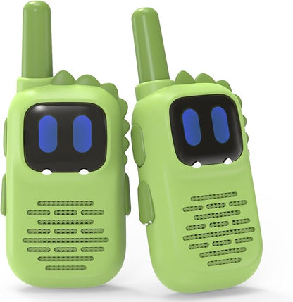 Green Walkie Talkies for Kids with Dinosaurs Silicone Sleeve, Toys for 3-6 Year Old Boys Girls, Kids Walkie Talkies Decent Range 2 Channels 2 Way RadioToy Gifts for 5-8 Year Old Boys Girls