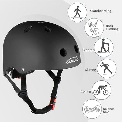 KAMUGO Kids Adjustable Helmet, with Sports Protective Gear Set Knee Elbow Wrist Pads for Toddler Age 2-8 Boys Girls, Bike Skateboard Hoverboard Scooter Rollerblading Helmet Set