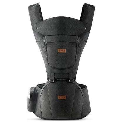 Baby Carrier with Hip Seat, Baby Carrier Newborn to Toddler, 6-in-1 Ways to Carry, All Seasons, Adjustable Baby Holder Carrier for Breastfeeding(Black)