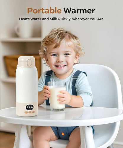 Portable Bottle Warmer for Travel, 17 Ounces Milk Warmer for Baby Breastmilk with Fast Heating & Precise Temp Control, Bottle Warmer for Car, Outdoors