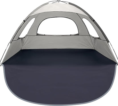 WhiteFang Beach Tent Anti-UV Portable Sun Shade Shelter for 3/4/6/8 Person, Extendable Floor with 3 Ventilating Mesh Windows Plus Carrying Bag, Stakes and Guy Lines