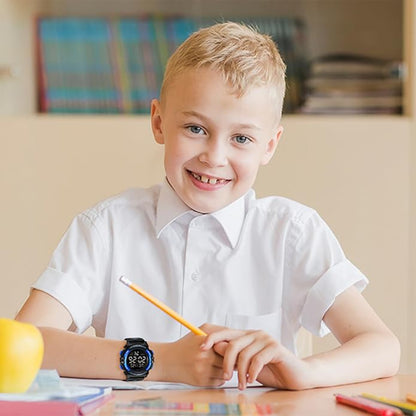 Kids Watch,Boys Watch for 3-15 Year Old Boys,Digital Sport Outdoor Multifunctional Chronograph LED 50 M Waterproof Alarm Calendar Analog Watch for Children with Silicone Band,Kids Gift