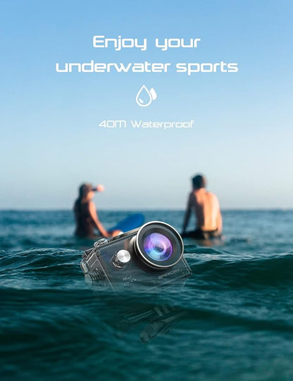 Apexcam Action Camera 4K with 64G SD Card Sport Cameras 20MP 131FT Waterproof Underwater Camera 170°Wide-Angle WiFi Camera with 2.4G Remote Control, 2 Batteries, Mounting Accessories Kits