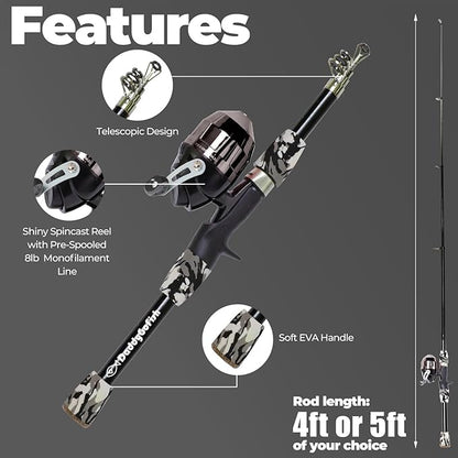 DaddyGoFish Kids Fishing Pole - Rod Reel Combo Tackle Box Starter Set - First Year Small Gear Kit for Boys Girls Toddler Youth Age Beginner Little Children