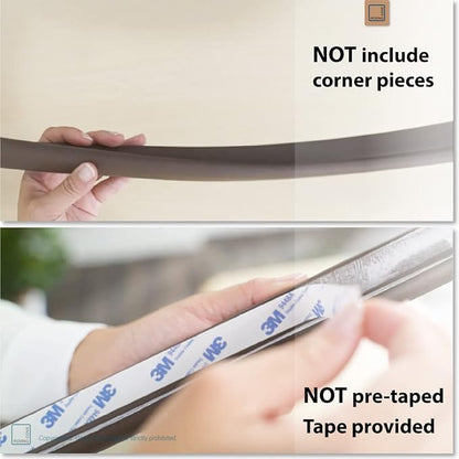 Roving Cove HeftyFit Edge Protector for Baby Proofing (12ft Large Edge Only), Heavy-Duty Soft Rubber Foam Furniture Edge Bumper Guard, Desk Edge Cushion, Wall Corner Covers, 3M Adhesive, Coffee Brown