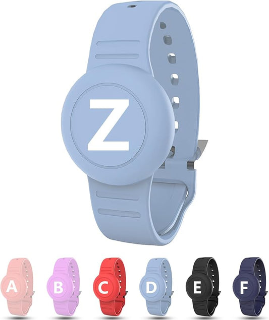 Waterproof Bracelet for AirTag Kids, Personalized Initial Letter Hidden Holder Compatible with Air Tag, Silicone Case for Airtag Adjustable Anti-Lost GPS Tracker for Toddler Child Elder, Z