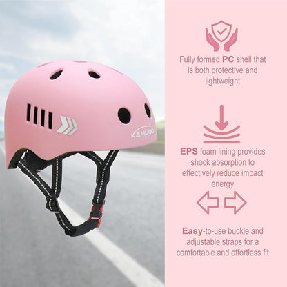 KAMUGO Kids Bike Helmet Set, Toddler Helmet for Ages 2-8 Boys Girls with Sports Protective Gear Set Knee Elbow Wrist Pads for Skateboard Cycling Scooter Rollerblading