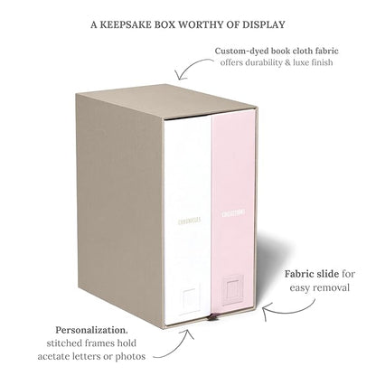 Savor | The Original Deluxe Baby Keepsake Box | Fabric Bound Acid-Free Gender-Neutral Minimalist Newborn Keepsake and Memory Organizer with Labels | for Pregnancy, Mother’s Day, Baby Shower, New Baby