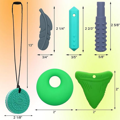 Chewy Necklaces for Sensory Kids, Silicone Chewy Necklaces for Boys and Girls with Autism, ADHD, SPD, Chewing, Oral Motor Therapy Toy