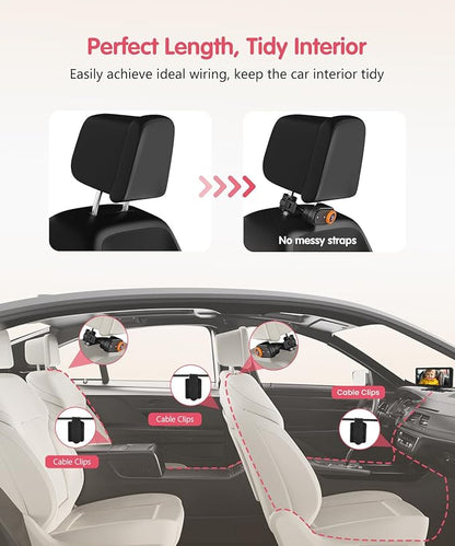 BM5PRO 7.2" 1080P HD Baby Car Camera for 2 Kids, Split Screen with IR Night Vision, Easy to Install & Adjust Brightness, Dual Car Camera Baby Monitor for Rear Seat Safety