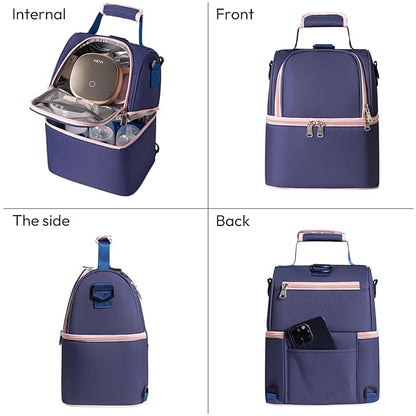 NCVI Breastmilk Cooler Bag with 2 Ice Pack, Breast Pump Bag with Cooler Fits 6 Bottles, Double Layer Breast Milk Baby Bottle Cooler Bag, for Travel, Nursing Mom Daycare, Work, Picnic (Purple)