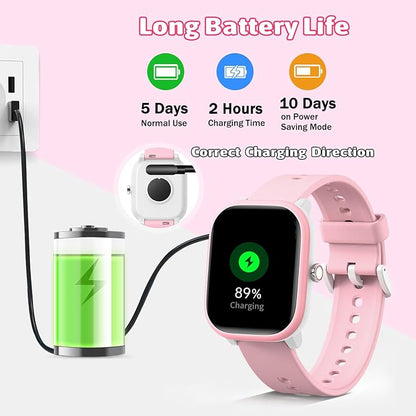 Smart Watch for Kids Girls Boys No APP/Phone Needed, 1.8" IP68 Waterproof Sport Kids Watch Pedometer, Heart Rate, Sleep Monitor, Step Counter, 12 Puzzle Games for Girls Boys Teens 6-16