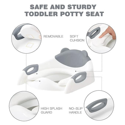 Potty Training Seat with Step Stool Ladder, SKYROKU Potty Training Toilet for Kids Boys Girls Toddlers - Comfortable Safe Potty Seat with Anti-Slip Pads Ladder Grey