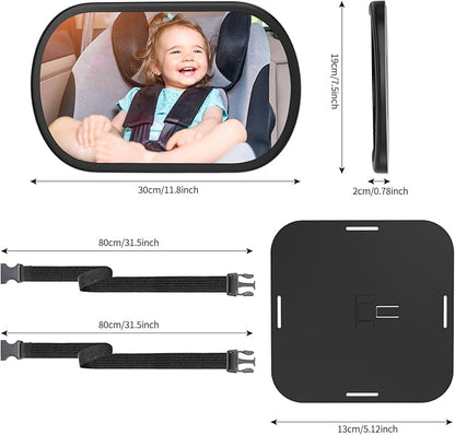 Baby Car Mirror, Safety Car Seat Mirror for Rear Facing Infant, Clear Wide View, 360°Rotation, Easily Observe the Baby Move, Secure, Shatterproof, Crash Tested and Certified (2-Pack)