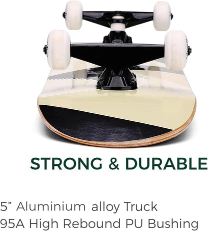 WhiteFang Skateboards for Beginners, Complete Skateboard 31 x 7.88, 7 Layer Canadian Maple Double Kick Concave Standard and Tricks Skateboards for Kids and Beginners