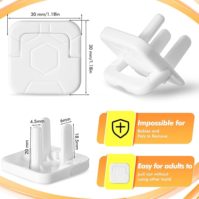 Thyle 50 Pcs Outlet Covers Protectors Plug Bulk Child Baby Proofing Proof for US 3-prong Electrical Outlets Easy Install Socket Sturdy Safe Secure Baby Proofing Kit for Home Office