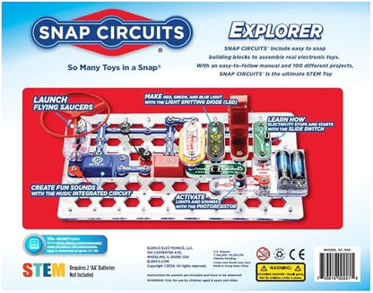 Snap Circuits Jr. SC-100 Electronics Exploration Kit, Over 100 Projects, Full Color Project Manual, 28 Parts, STEM Educational Toy for Kids 8 +