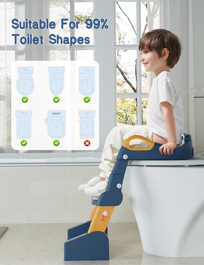 Potty Training Seat, Toddler Potty Training Toilet, Upgrade 2 In 1 Toddler Toilet Seat with Steps Stool Splash Guard and Anti-Slip Pad Soft Cushion, Potty Seats for Toddlers Baby Kids