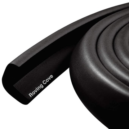 Roving Cove HeftyFit Edge Protector for Baby Proofing (6ft Large Edge Only), Heavy-Duty Soft Rubber Foam Furniture Edge Bumper Guards, Desk Edge Cushion, Wall Corner Covers, 3M Adhesive, Onyx Black