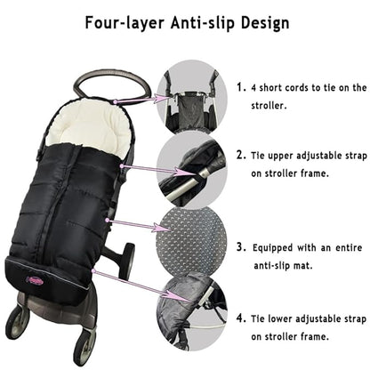 Cozy Baby Sleeping Bag Adaptable for Most Style Strollers,Comfortable Warm Coral Lining, Practical Design of Toddler Stroller Footmuff