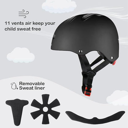 KAMUGO Kids Bike Helmet, Toddler Helmet for Ages 2-8 Boys Girls with Sports Protective Gear Set Knee Elbow Wrist Pads for Skateboard Cycling Scooter Rollerblading
