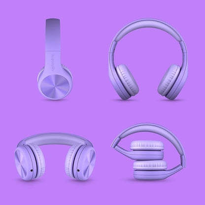 LilGadgets Connect+ Pro Wired Kids Headphones for School w/Microphone, Volume Limiting, Noise Reducing Over-Ear Headset w/Cord, SharePort Technology & SoftTouch Padding, Purple Headphones for Kids