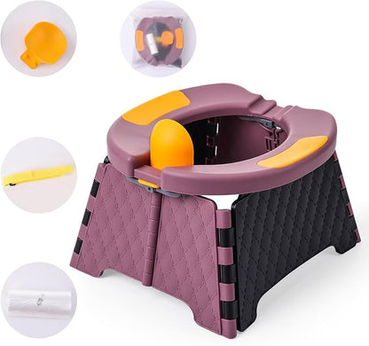 Portable Potty for Toddler Travel, Kids Travel Potty Training Chair with Travel Bag, Baby Potty Training Toilet for Outdoor and Indoor Easy to Clean (Purple) by Yszawmx, Includes 30 Replacement Bags