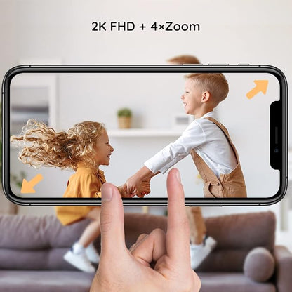 BOIFUN 2K Split-Screen 5 Inch Wi-Fi Baby Monitor With 2 Cameras, Colorful Night Light, AI Motion & Sound & Humidity & Temp Detection, Auto Tracking Via Smartphone App And Monitor Control, Night Vision