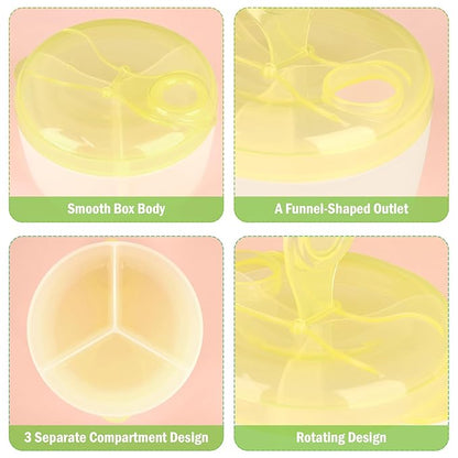 Accmor Baby Formula Dispenser On The Go, Formula Container to Go, Non-Spill Rotating Three-Compartment Formula Dispenser and Snack Storage Container for Infant Toddler Traveling